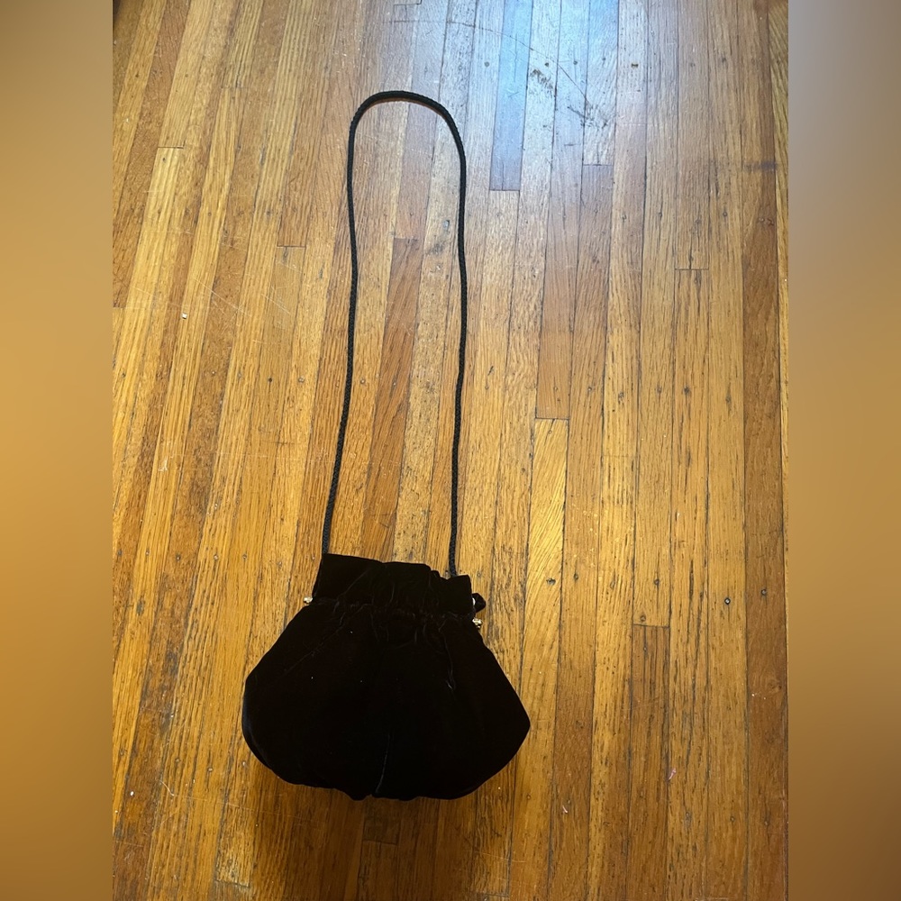 Black Velvet Gold Hardware Evening Bag Satin Lining
